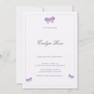 Invitation Lavande Papillon Amour Envol Fête de Mariage