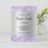 Invitation Lavande Parties scintillant Argent Satin Foil 21e  (Debout devant)