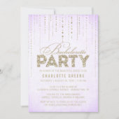 Invitation Lavande & Parties scintillant Or Look Bachelorette (Devant)