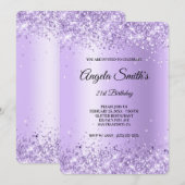 Invitation Lavande Parties scintillant Purple Satin Phuile 21 (Devant / Derrière)
