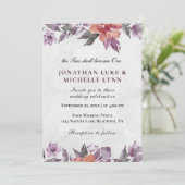 Invitation Lavande Pêche Florale Aquarelle Mariage chrétien (Debout devant)