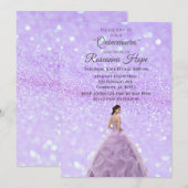 Invitation Lavande pour Quinceanera avec Photo (Devant / Derrière)