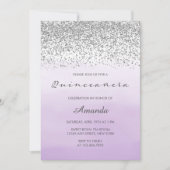 Invitation Lavande pourpre et argent doux 15 Quinceañera (Devant)