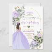 Invitation Lavande Princesse Sage Vert Floral Quiñceanera (Devant)
