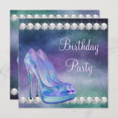 Invitation Lavande Purple Chaussure haute talon fête d'annive (Devant / Derrière)