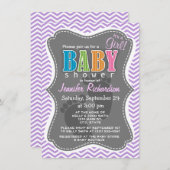 Invitation Lavande Purple Chevron rayures (Devant / Derrière)