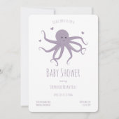 Invitation Lavande Purple Coeurs Octopus Baby shower de dessi (Devant)
