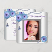 Invitation Lavande Purple Daisy Quinceanera (Devant / Derrière)