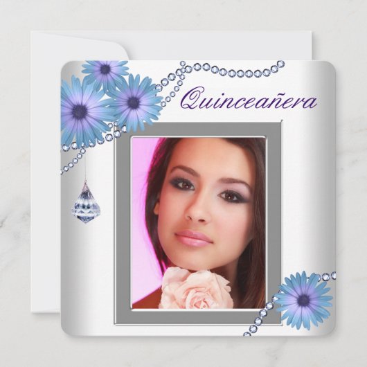 Invitation Lavande Purple Daisy Quinceanera (Devant)