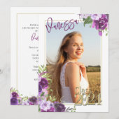 Invitation Lavande Purple Floral Aquarelle Invit (Devant / Derrière)