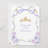 Invitation Lavande Purple Floral Bow Ribbon Or Mis Quince (Dos)