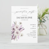 Invitation Lavande Purple Floral Graduation Party (Debout devant)