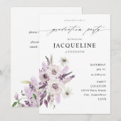 Invitation Lavande Purple Floral Graduation Party (Devant / Derrière)