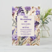 Invitation Lavande Purple Floral Mariage élégant (Debout devant)