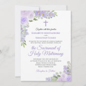 Invitation Lavande Purple Floral Moderne Mariage catholique (Devant)
