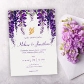 Invitation Lavande Purple Floral Moderne Mariage élégant