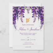Invitation Lavande Purple Floral Moderne Mariage élégant (Devant)