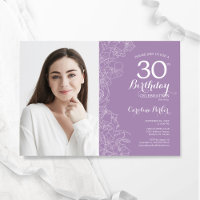 Lavande Purple Floral Photo 30e anniversaire