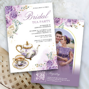 Invitation Lavande Purple Floral Tea Party Fête des mariées