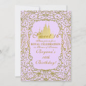 Invitation Lavande Purple & Gold Castle Princess Sweet 16 (Devant)