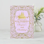 Invitation Lavande Purple & Gold Castle Princess Sweet 16 (Debout devant)