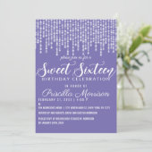 Invitation Lavande Purple Hanging Diamond Lights Sweet 16 (Debout devant)