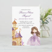 Invitation Lavande Purple Princesse Magique Anniversaire (Debout devant)