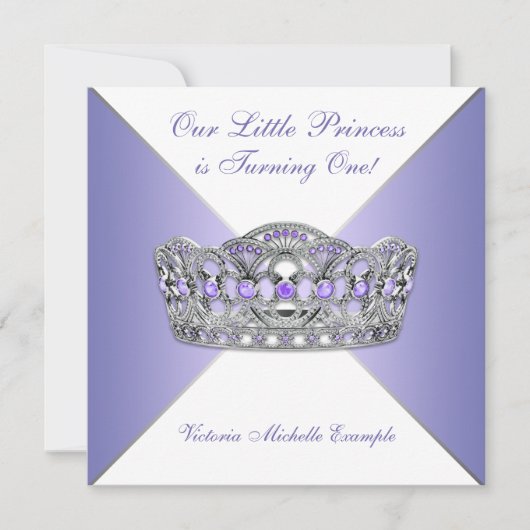 Invitation Lavande Purple Princesse Premier anniversaire (Devant)