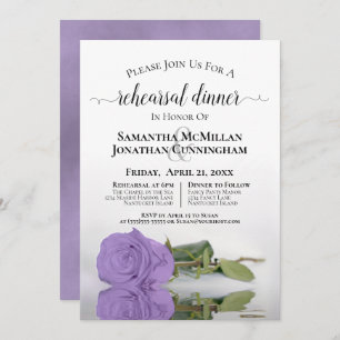 Invitation Lavande Purple Rose Chic Mariage Dîner de répétiti