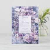 Invitation Lavande romantique et Mariage floral en marbre (Debout devant)