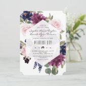 Invitation Lavande romantique Marine Bleu Floral Mariage (Debout devant)