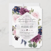 Invitation Lavande romantique Marine Bleu Floral Mariage (Devant)