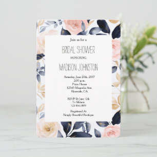 Invitation Lavande Rose Crème Fleurs Mariage