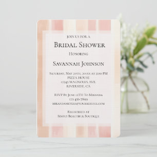 Invitation Lavande Rose Crème Rayures Baby Shower Mariage