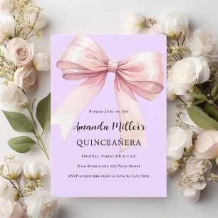 Invitation Lavande rose élégant Quinceanera