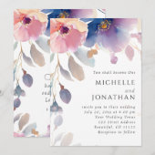 Invitation Lavande rose Florale Bible chrétienne Verse Mariag (Devant / Derrière)