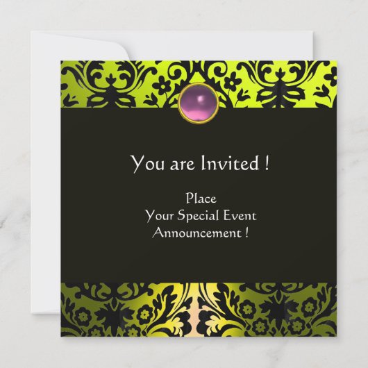 INVITATION LAVANDE ROSE JAUNE DOMMASQUE NOIR MONOGRAMME (Dos)
