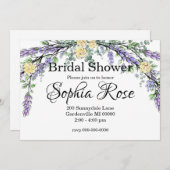 Invitation Lavande Rose jaune et Eucalyptus Douche nuptiale (Devant / Derrière)