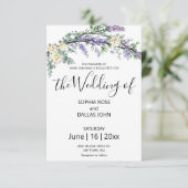 Invitation Lavande Rose jaune Eucalyptus élégant floral (Debout devant)