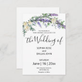 Invitation Lavande Rose jaune Eucalyptus élégant floral (Devant / Derrière)