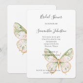 Invitation Lavande Rose Menthe Verte Or Papillon Enterrement (Devant / Derrière)