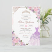 Invitation Lavande rose pâle violet élégant Quinceanera (Debout devant)