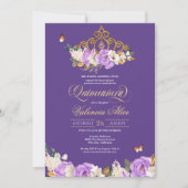 Invitation Lavande Rose Royal violet or Tiara Quinceanera (Devant)