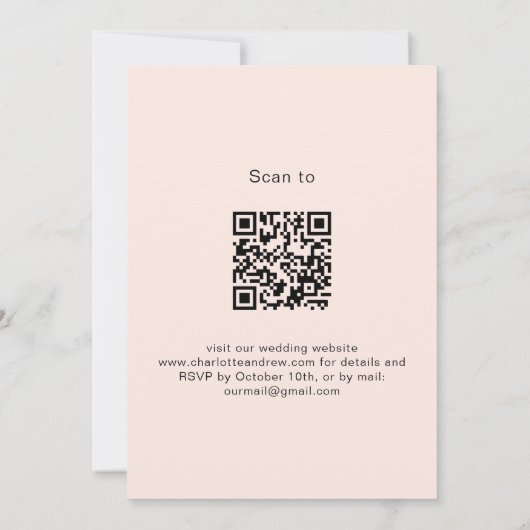 Invitation lavande rose verdure fleurie code QR mariage RSVP (Dos)