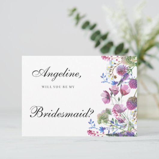 Invitation lavande rose violet fleur sauvage été Bridesmaid (Debout devant)
