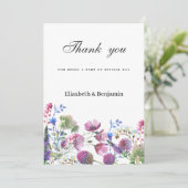 Invitation lavande rose violet fleur sauvage Merci d'été (Debout devant)