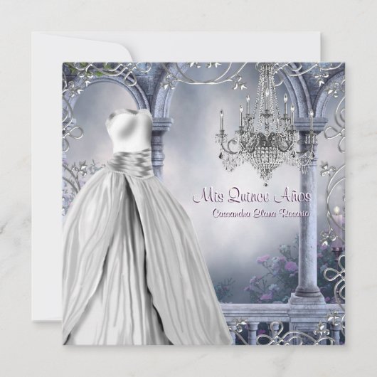Invitation Lavande Rose violet Lustre Quinceanera (Devant)