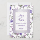Invitation Lavande rose violet vert floral Enregistrer la dat (Devant)