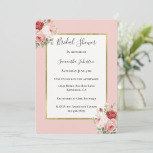 Invitation Lavande Roses Rouges Floral Mariage Fête