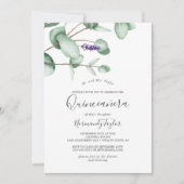 Invitation Lavande rustique et Eucalyptus Quinceañera (Devant)